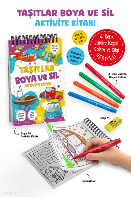 Taşıtlar - Boya ve Sil Aktivite Kitabı