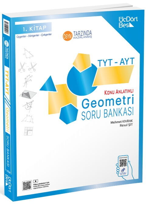 Üç Dört Beş Yayınları 2027 TYT-AYT Geometri Soru Bankası 1. Kitap