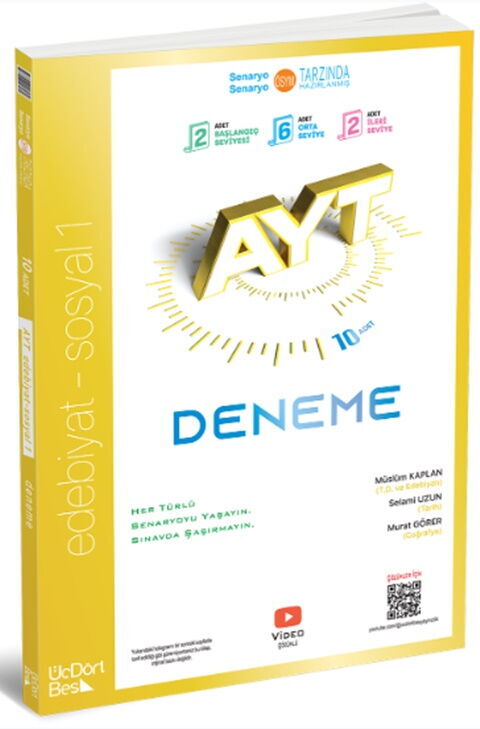Üç Dört Beş Yayınları AYT Edebiyat Sosyal 1  10  Deneme