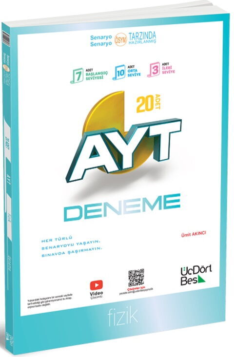 Üç Dört Beş Yayınları AYT Fizik 20 Deneme