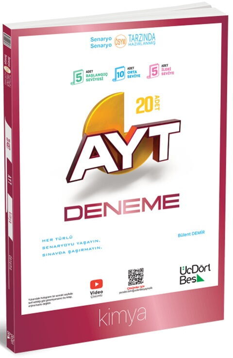 Üç Dört Beş Yayınları AYT Kimya 20 Deneme