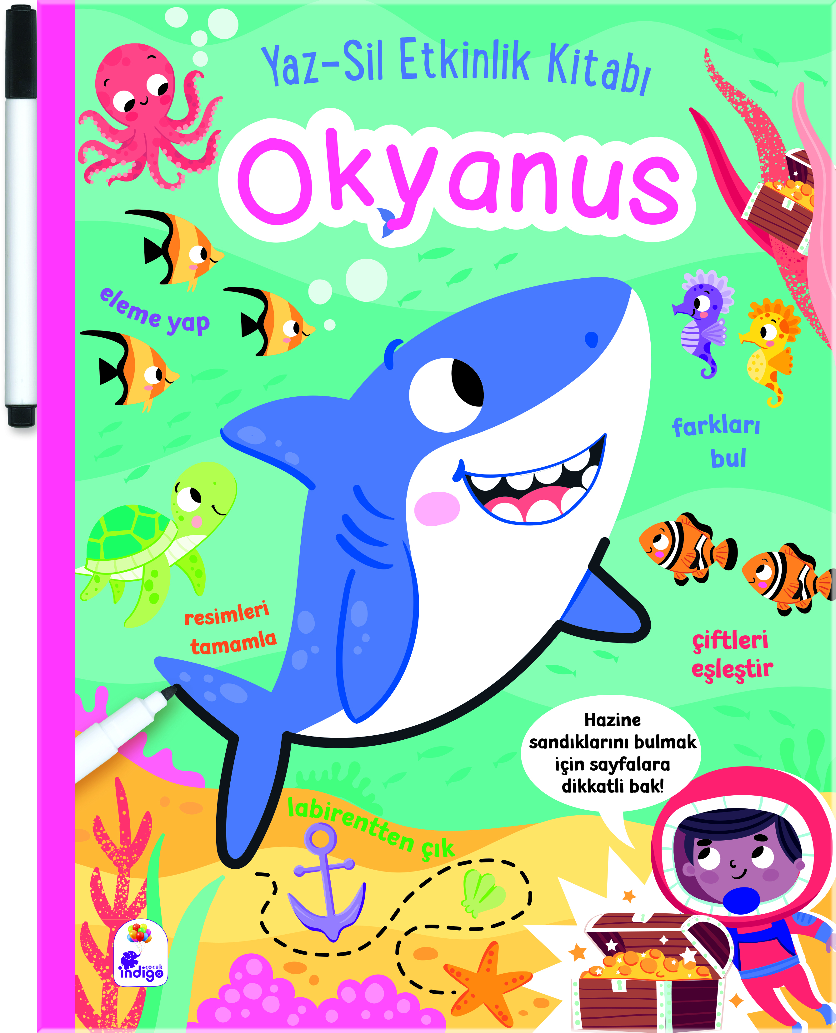 Yaz-Sil Etkinlik Kitabı – Okyanus (Kalemli)