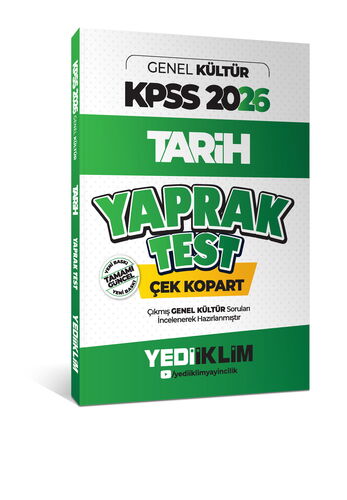Yediiklim Yayınları 2026 KPSS Genel Kültür Tarih Çek Kopart Yaprak Test