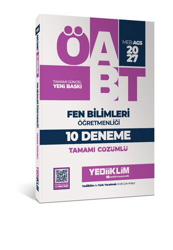 Yediiklim Yayınları 2027 MEB AGS ÖABT Fen Bilimleri Öğretmenliği Tamamı Çözümlü 10 Deneme
