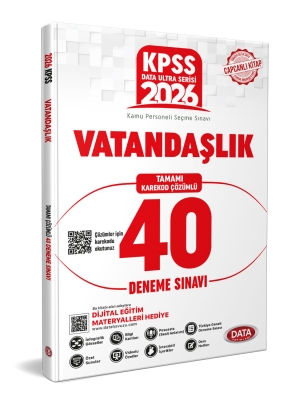 Data Yayınları 2026 KPSS Ultra Serisi Vatandaşlık Tamamı Çözümlü 40 Deneme Sınavı